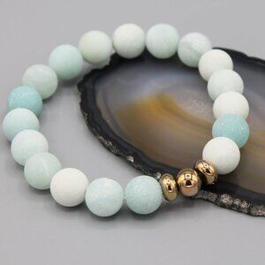Jewelry bracelet natural stone amazonite stretch 10mm bead beads beaded boho new